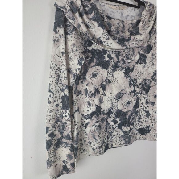 Soft Surroundings Top PXS Womens Wide Neck Long Sleeve Pullover Floral Multicolo - Picture 2 of 6